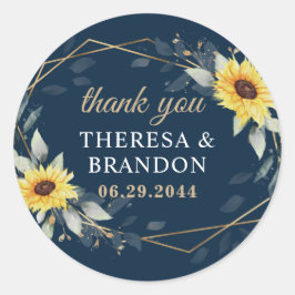 Adesivo Casamento Geométrico de Girassol e Marinho Azul Ob