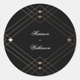 Adesivo Casamento Geométrico Deco Gatsby Dourado Negro Dia