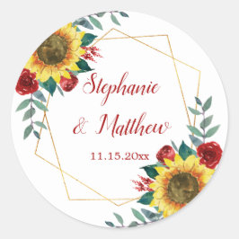 Adesivo Casamento Geométrico dos Girassóis Vermelho Floral