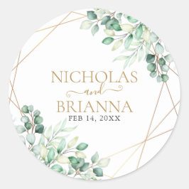 Adesivo Casamento Geométrico Dourado Eucalyptus Elegante G