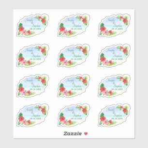 Adesivo Casamento Geométrico Dourado Floral Tropical Botân