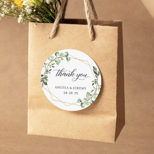 Adesivo Casamento Geométrico Eucalyptus Greenery Obrigado