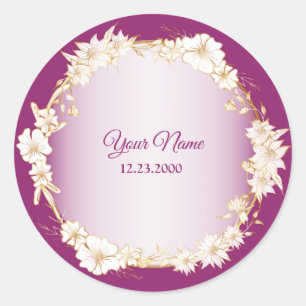 Adesivo Casamento Geométrico Rústico Floral Branco Dourado