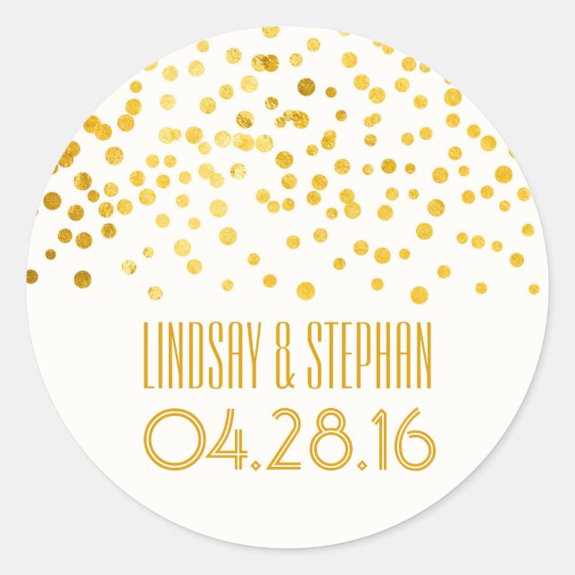 Adesivo Casamento Gold Foil Confetti (Frente)