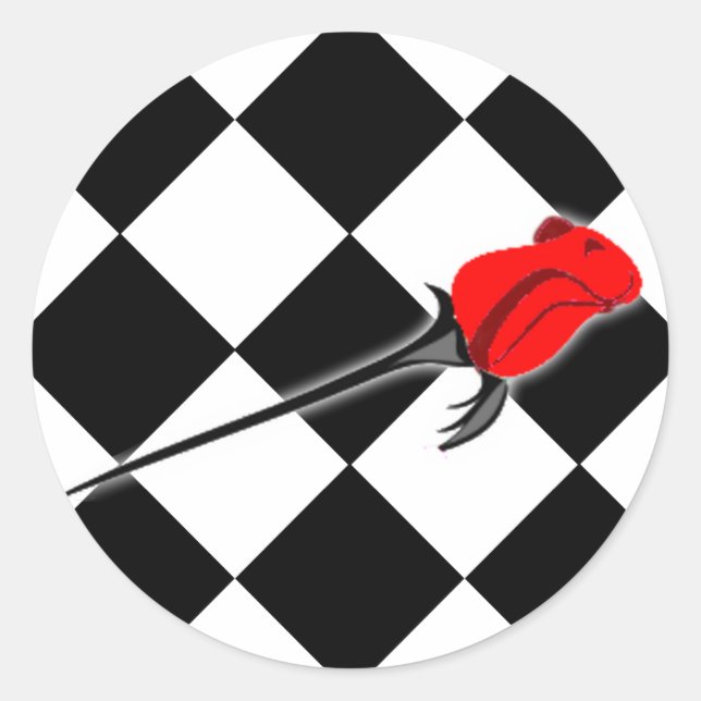 Adesivo Casamento Gótico de Xadrez e Rosas (Frente)