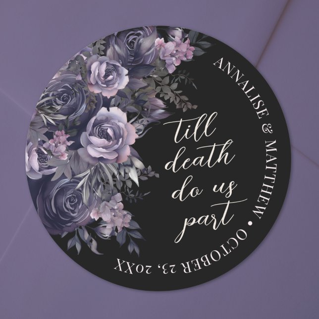 Adesivo Casamento Gótico Elegante (Elegant Gothic Wedding Classic Round Sticker)