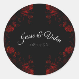 Adesivo Casamento Gótico Elegante Floral Vermelho Profundo