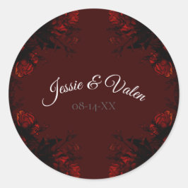 Adesivo Casamento Gótico Elegante Floral Vermelho Profundo