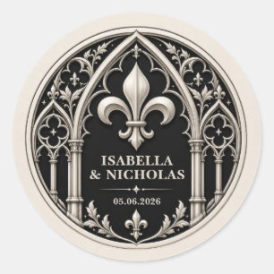 Adesivo Casamento Gótico Personalizado Fleur de Lis