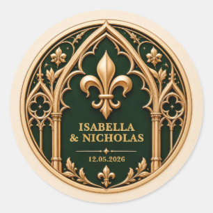 Adesivo Casamento Gótico Personalizado Fleur de Lis