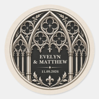Adesivo Casamento Gótico Preto e Branco Personalizado