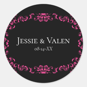 Adesivo Casamento Gótico Quente-Rosa e Negro