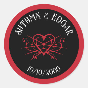 Adesivo Casamento Gótico Vermelho Preto