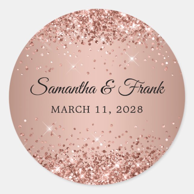 Adesivo Casamento Gradiente Rosa Dourado Brilhante (Frente)