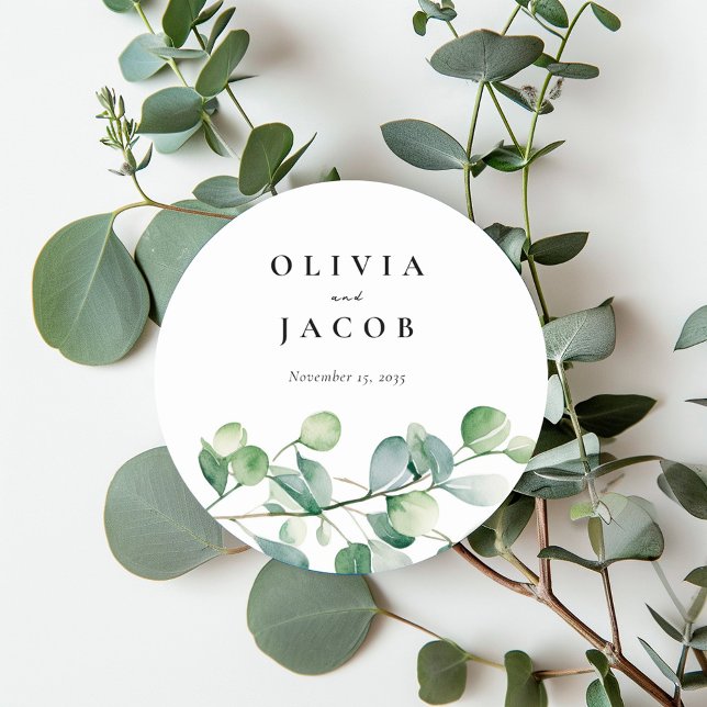 Adesivo Casamento Greenery Eucalyptus Watercolor (Criador carregado)