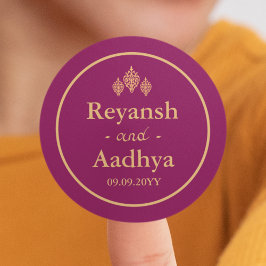 Adesivo Casamento Índio com Nomes de Casais Dourados Magen