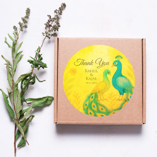 Adesivo Casamento Índio Peacock Floral Obrigado