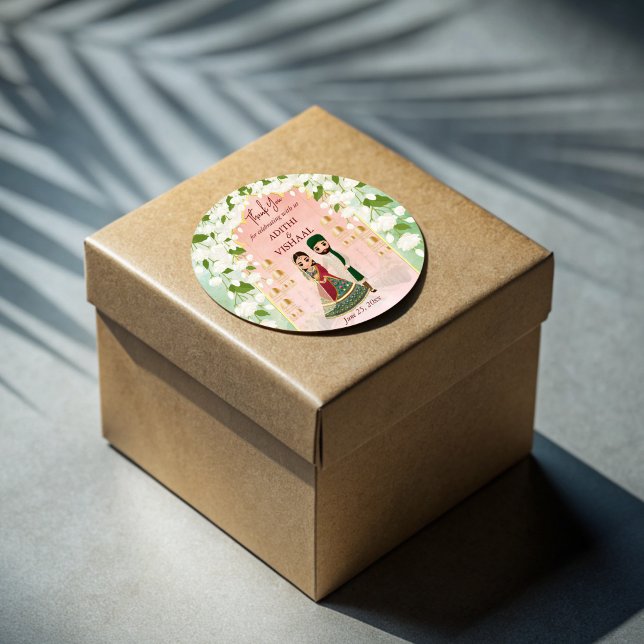 Adesivo Casamento índio Sangeet mehndi personalizado (Sangeet mehndi Indian wedding personalized Classic Round Sticker)