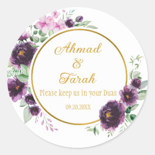 Adesivo Casamento Islâmico Floral Personalizado Nikkah Sha