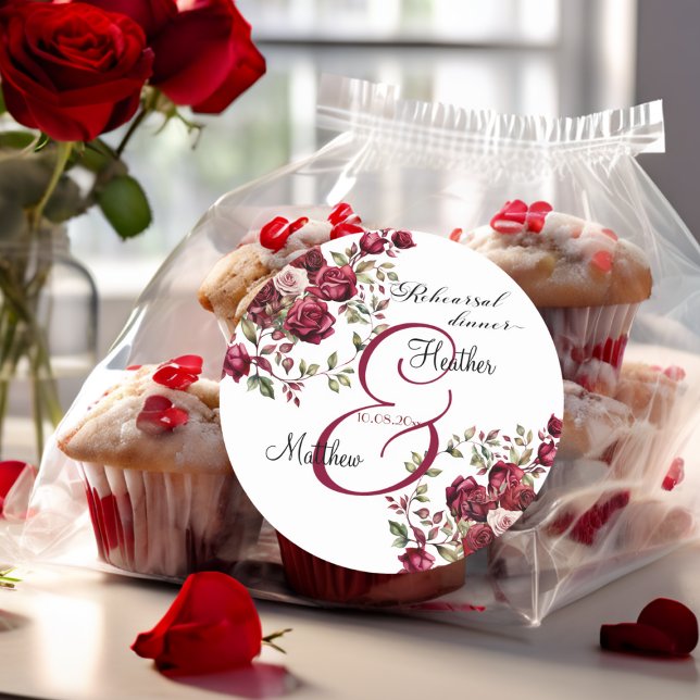 Adesivo Casamento "janto de ensaio" moderno de Burgundy (Criador carregado)