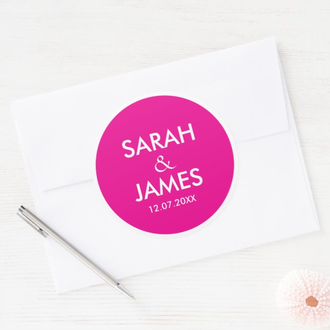ADESIVO CASAMENTO LARANJA COM NOME PERSONALIZADO MODERNO E (Envelope)