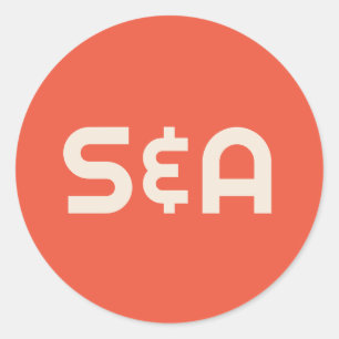 Adesivo Casamento Laranja Negrito e Amarelo Retro Monogram