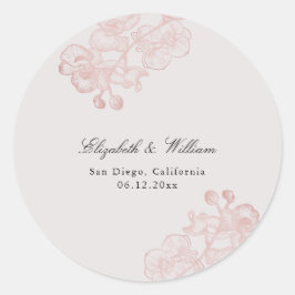 Adesivo Casamento Laranja Queimado com Orquídea Clássica M