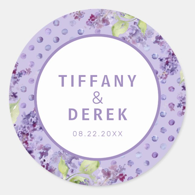 Adesivo Casamento Lilac da Lavanda de Aquarela (Frente)