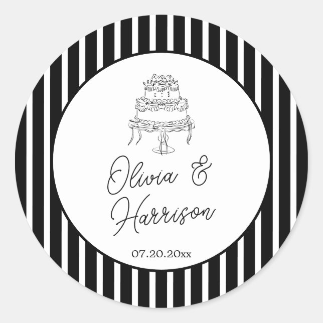 Adesivo Casamento Listrado Preto e Branco (Frente)