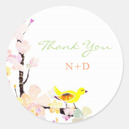 Adesivo Casamento Lively Primavera Bird Obrigado