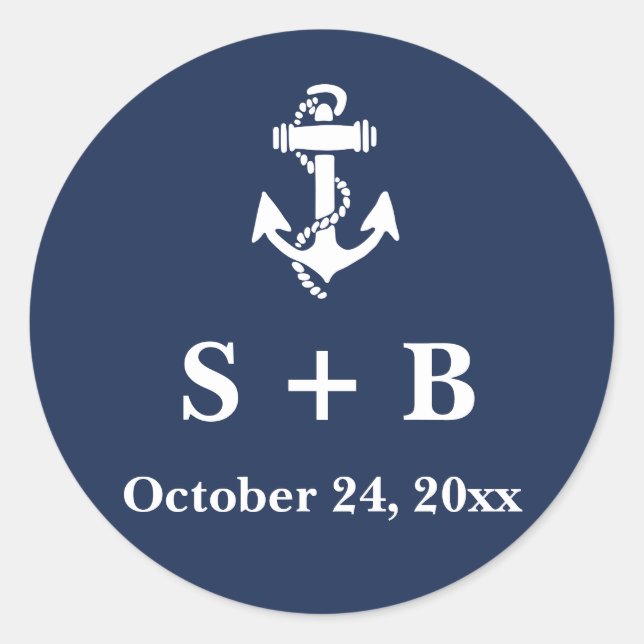 Adesivo Casamento marinho Azul Anchor Náutico Praia Oceâni (Frente)