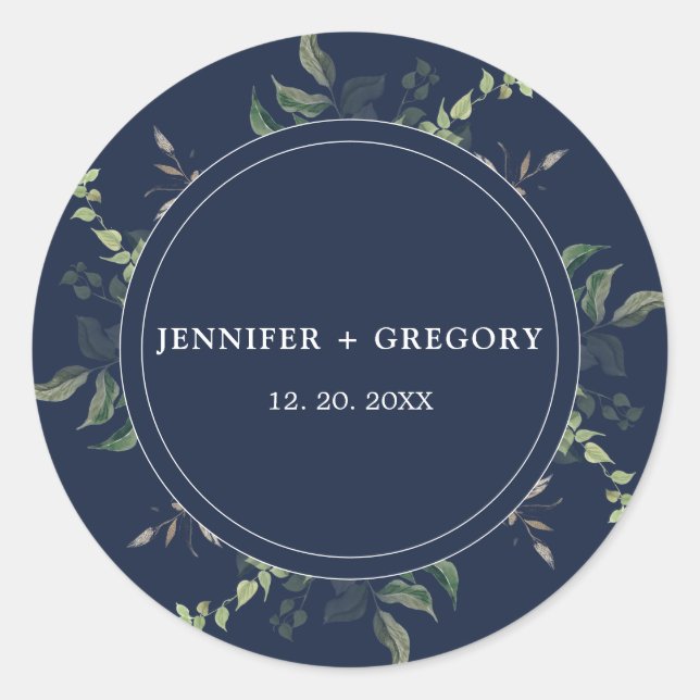 Adesivo Casamento marinho Azul Verde Botânico (Frente)