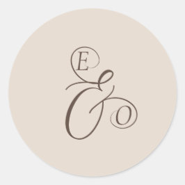 Adesivo Casamento Marrom Silenciado Monograma Marfim Elega