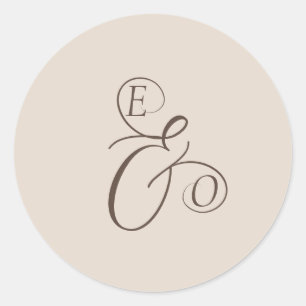 Adesivo Casamento Marrom Silenciado Monograma Marfim Elega