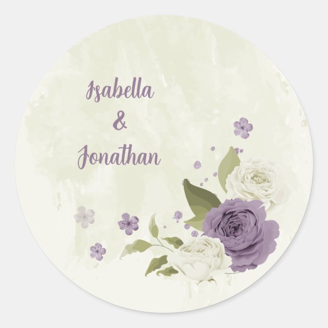 Adesivo casamento mauve de flores brancas verde (Frente)