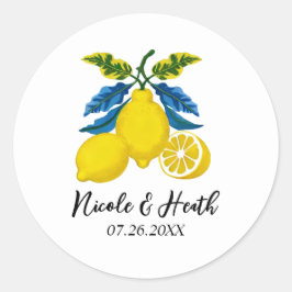 Adesivo Casamento Mediterrâneo Aquarela Amarelo Azul Limão