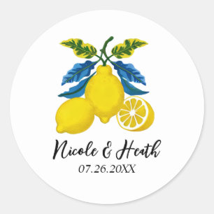 Adesivo Casamento Mediterrâneo Aquarela Amarelo Azul Limão