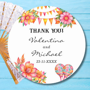 Adesivo Casamento Mexicano Fiesta Floral Rosa Muito Obriga