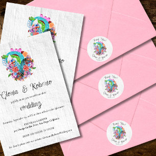 Adesivo Casamento Mexicano Floral Rustic Heart