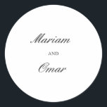 Adesivo Casamento Minimalista Branco e Preto Elegante<br><div class="desc">Elegante Design de Casamento Minimalista Negro e Branco. Perfeito para selar e rotular caixas de sobremesas,  bolsas doces,  presentes de casamento,  favores e envelopes.</div>