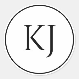 Adesivo Casamento Minimalista Branco Negro Iniciais de Mon