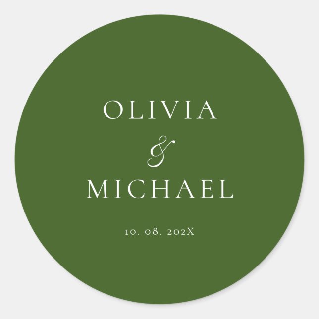 Adesivo Casamento Minimalista Chic Script Floresta Verde (Frente)