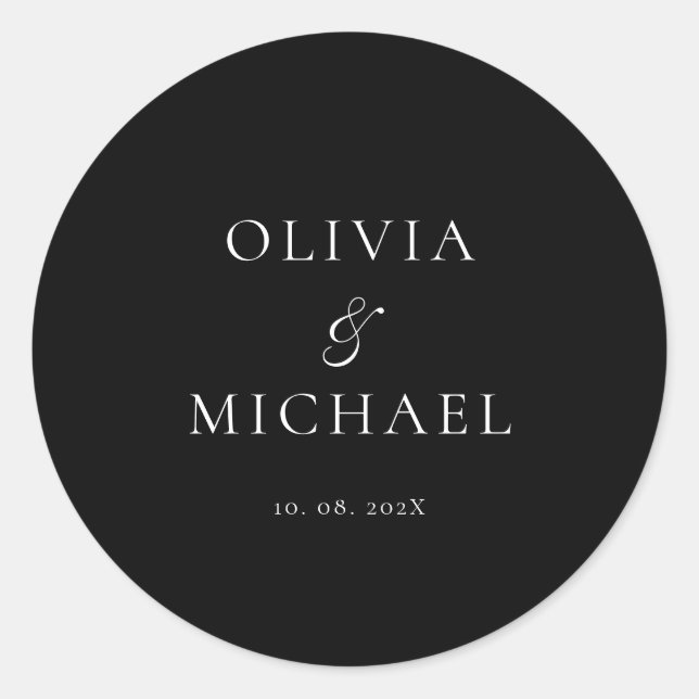 Adesivo Casamento Minimalista Chic Script Preto (Frente)