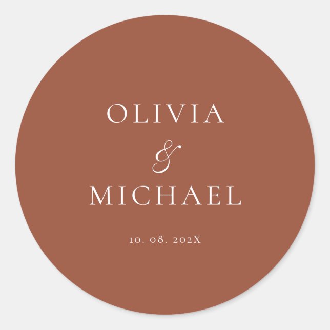 Adesivo Casamento Minimalista Chic Script Terracota (Frente)