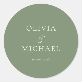 Adesivo Casamento Minimalista Chic Script Verde Sage