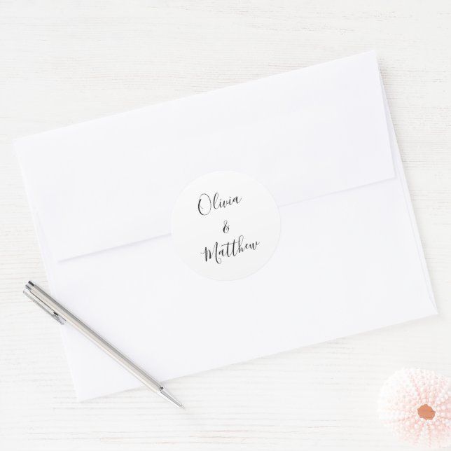 Adesivo Casamento Minimalista Clássico Branco Elegante (Envelope)