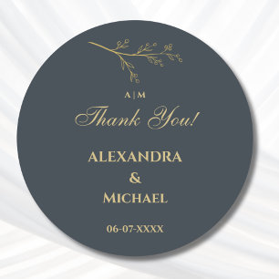 Adesivo Casamento Minimalista De Carvão Botânico Obrigado