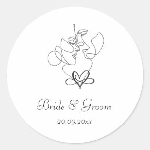 Adesivo Casamento Minimalista de Casal de Arte de Linha