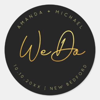 Adesivo Casamento Minimalista de Script Dourado Moderno