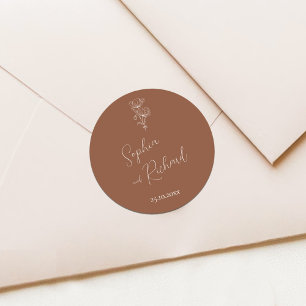 Adesivo Casamento Minimalista de Terracotta Boho Botanical